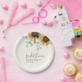 Zonnebloem Eucalyptus Bloemige Bruidsdouche Papieren Bordje (Feest)