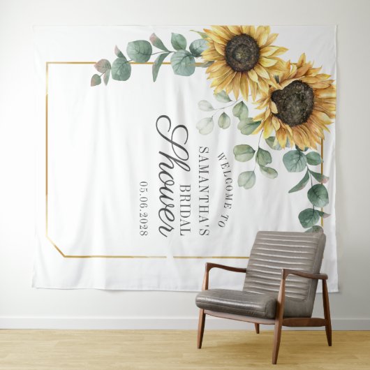 Zonnebloem Eucalyptus Bloemrijke Script Bruidsdouc Wandkleed (In Situ (horizontaal))