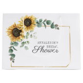 Zonnebloem Eucalyptus Bloemrijke Script Bruiloft Groot Cadeauzakje (Voorkant)