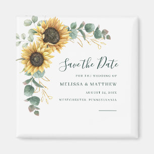 Zonnebloem Eucalyptus Bloemstuk Save The Date Magneet
