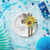 Zonnebloem & Eucalyptus Boho Doop Papieren Bord (Feest)