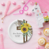 Zonnebloem & Eucalyptus Boho Doop Papieren Bord (Feest)