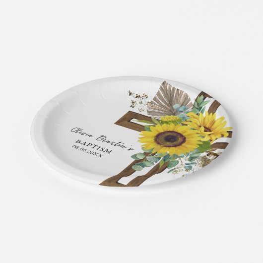 Zonnebloem & Eucalyptus Boho Dooppapier Bord (Gekanteld)