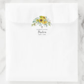 Zonnebloem & Eucalyptus Boho Kruis Doop Ronde Sticker (Tas)