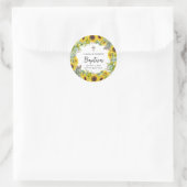 Zonnebloem & Eucalyptus Boho Kruis Doop Ronde Sticker (Tas)