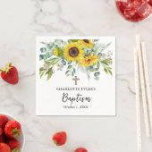 Zonnebloem & Eucalyptus Boho Kruis Doop Servet (Insitu)