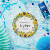 Zonnebloem & Eucalyptus Boho Kruisdoop Papieren Bordje (Feest)