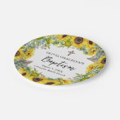 Zonnebloem & Eucalyptus Boho Kruisdoop Papieren Bordje (Gekanteld)