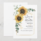 Zonnebloem Eucalyptus Botanische hete Floral Save The Date (Voorkant / Achterkant)