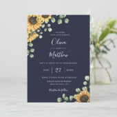 Zonnebloem Eucalyptus Botanische Marine Blauwe Bru Kaart (Staand voorkant)