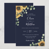 Zonnebloem Eucalyptus Botanische Marine Blauwe Bru Kaart (Voorkant / Achterkant)