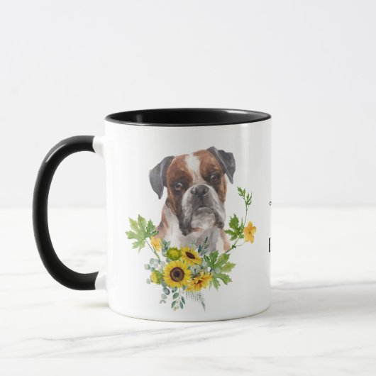 Zonnebloem Eucalyptus Boxer Dog Mok (Links)