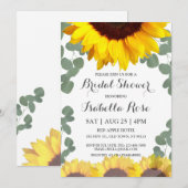 Zonnebloem Eucalyptus Bridal Shower Invitations Kaart (Voorkant / Achterkant)