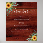 Zonnebloem Eucalyptus brown wood bar menu Poster (Voorkant)