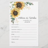 Zonnebloem Eucalyptus Bruidsborrel Advieskaart Briefpapier (Voorkant)