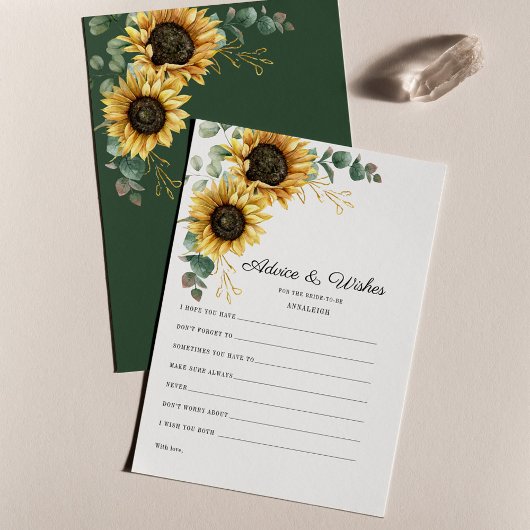 Zonnebloem Eucalyptus Bruidsborrel Advieskaart Briefpapier