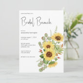 Zonnebloem & Eucalyptus Bruidsbrunch Kaart (Staand voorkant)