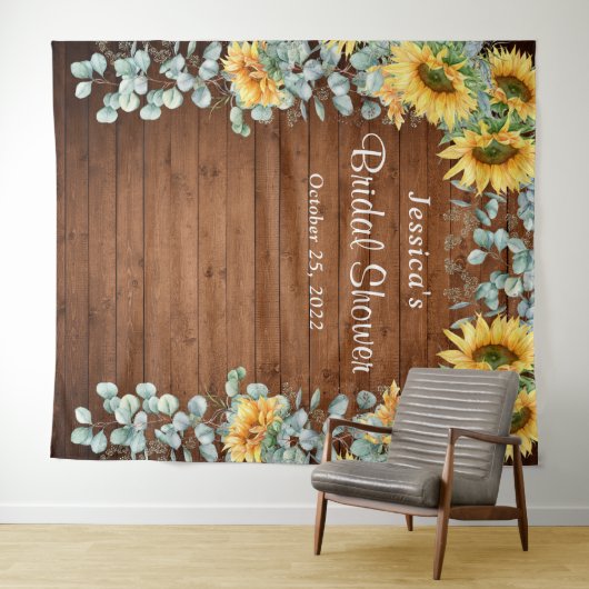 Zonnebloem Eucalyptus Bruidsshower Foto Achtergron Wandkleed (In Situ (horizontaal))