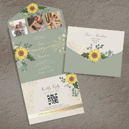 Zonnebloem Eucalyptus bruiloft All-in-One Uitnodig All In One Uitnodiging