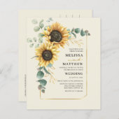 Zonnebloem Eucalyptus Bruiloft Bloemen Uitnodiging (Voorkant / Achterkant)