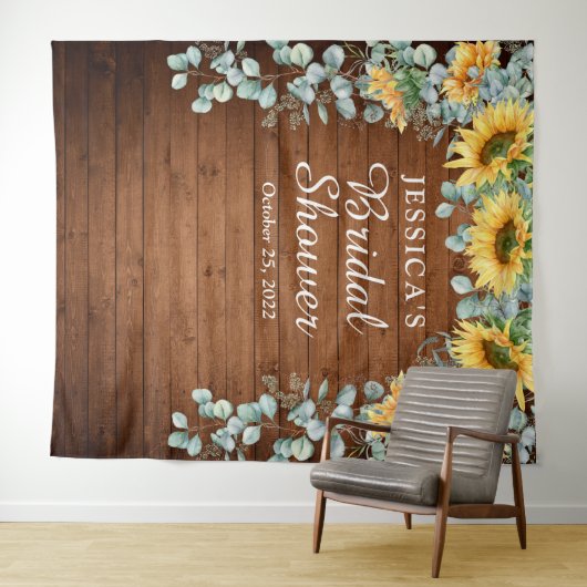 Zonnebloem Eucalyptus Bruiloft Feest Fotobackdrop Wandkleed (In Situ (horizontaal))