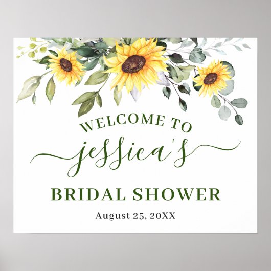 Zonnebloem Eucalyptus BRUILOFT Feest Welkomstbord Poster (Voorkant)