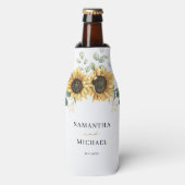 Zonnebloem Eucalyptus bruiloft gunst groen Flesjeskoeler (Fles Voorkant)