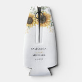 Zonnebloem Eucalyptus bruiloft gunst groen Flesjeskoeler (Achterkant)