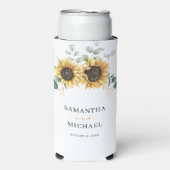 Zonnebloem Eucalyptus bruiloft gunst groen Seltzer Blikjeskoeler (Seltzer Voorkant)