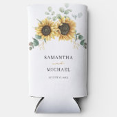 Zonnebloem Eucalyptus bruiloft gunst groen Seltzer Blikjeskoeler (Voorkant)