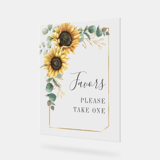 Zonnebloem Eucalyptus bruiloft gunsten Acryl Bord (Hoek)