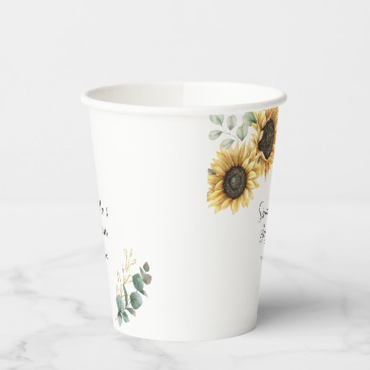 Zonnebloem eucalyptus bruiloft papieren bekers (Links)