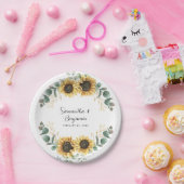 Zonnebloem eucalyptus bruiloft papieren bordje (Feest)