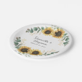 Zonnebloem eucalyptus bruiloft papieren bordje (Gekanteld)