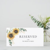 Zonnebloem Eucalyptus Bruiloft Reservatiekaart met (Staand voorkant)
