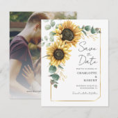 Zonnebloem Eucalyptus Bruiloft Save The Date (Voorkant / Achterkant)