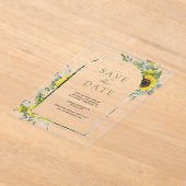Zonnebloem Eucalyptus bruiloft Save the Date Acryl Uitnodigingen (Laagn)