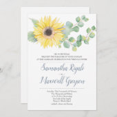 Zonnebloem & Eucalyptus bruiloft uitnodiging (Voorkant / Achterkant)
