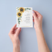 Zonnebloem Eucalyptus Bruiloftsinvitaties met Bloe Flyer (Hand)
