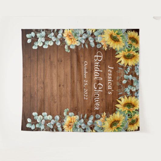 Zonnebloem Eucalyptus Bruiloftsshower Foto Achterg Wandkleed (Voorkant (horizontaal))