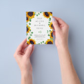 Zonnebloem eucalyptus budget trouwuitnodiging flyer (Hand)