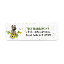 Zonnebloem Eucalyptus Cairn Terrier retouradres