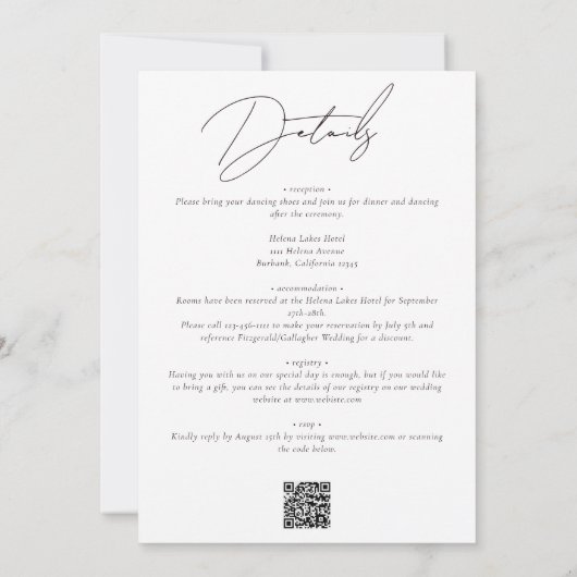 Zonnebloem Eucalyptus Cake QR Code Huwelijk Kaart (Achterkant)