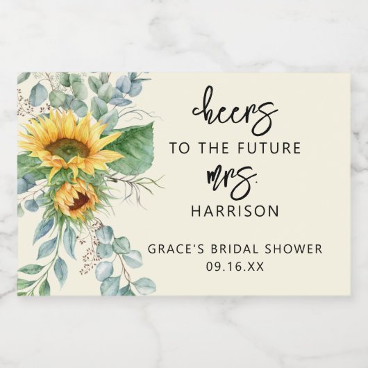 Zonnebloem Eucalyptus Cheers Vrijgezellenfeest Fav Sparkling Wijnetiket (Enkel label)