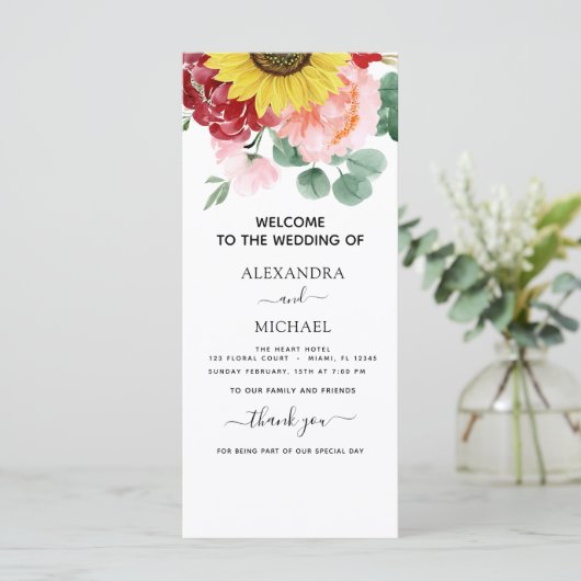 Zonnebloem Eucalyptus Country Waterverf Weddenscha (Staand voorkant)