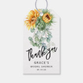 Zonnebloem Eucalyptus Dank u Vrijgezellenfeest gun Cadeaulabel (Voorkant)
