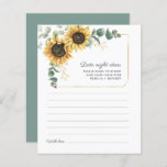 Zonnebloem Eucalyptus Datum acht ideeën Kaart<br><div class="desc">Budget Sunflower Eucalyptus Floral bruiloft dateert van nachtkaartjes. Creëer een modern Sunflower Floral Vrijgezellenfeest dateert uit de nacht met een leuke sjabloon met mooie roestachtige bloemetjes met moderne eenvoudige typografie. TIP: Overeenkomende trouwsuite-kaarten zoals RSVP, trouwprogramma's, banners, tapestry, cadeaubonnen, labels, borden en andere bruiloft-keepsakes en -godies zijn beschikbaar in het collectie...</div>