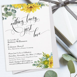 Zonnebloem Eucalyptus Elegant Typografie Receptie Kaart