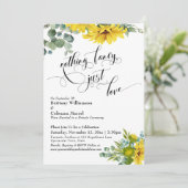 Zonnebloem Eucalyptus Elegante Typografie Ontvangs Kaart (Staand voorkant)