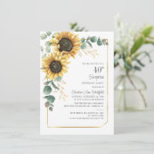 Zonnebloem Eucalyptus Floral 40e verjaardag Kaart (Staand voorkant)